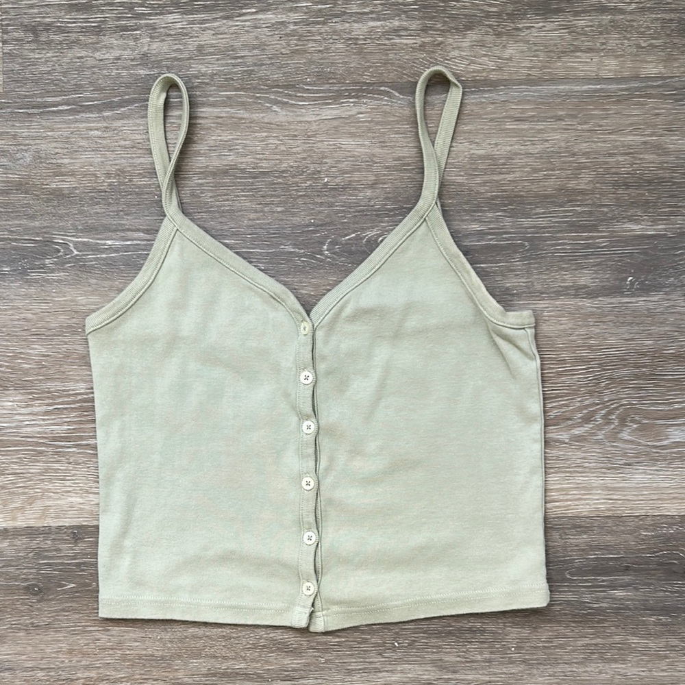 Brandy Melville Green Sleeveless Crop Camisole